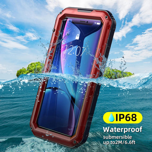Beasyjoy Metal Case for iPhone XR, Heavy Duty with Screen Full Body Protective Waterproof Shockproof Rugged Defender