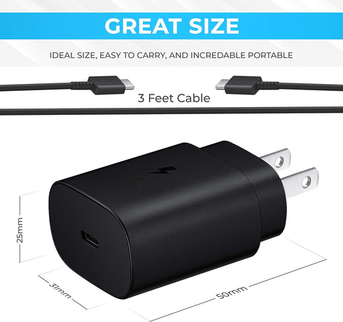 25W Fast Charger & Type C Cable Charging Set Compatible for Samsung Galaxy S20/S21/S21+/S21 Ultra, S10, S9, Note 20,