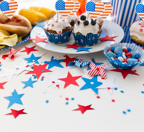 250 American Flag Heart Stickers, Patriotic Decals for Events, Celebrations, and Decorations
