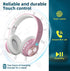 Riwbox TX8 Bluetooth Headphones, Over Ear, HiFi Stereo, Touch Control, Soft Earmuffs, Foldable, SD/TF, 40H Playtime for