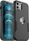 iPhone 12/iPhone 12 Pro Case (6.1in) - Black, 10FT Military Dropproof, Non-Slip Shockproof + 2 Tempered Glass