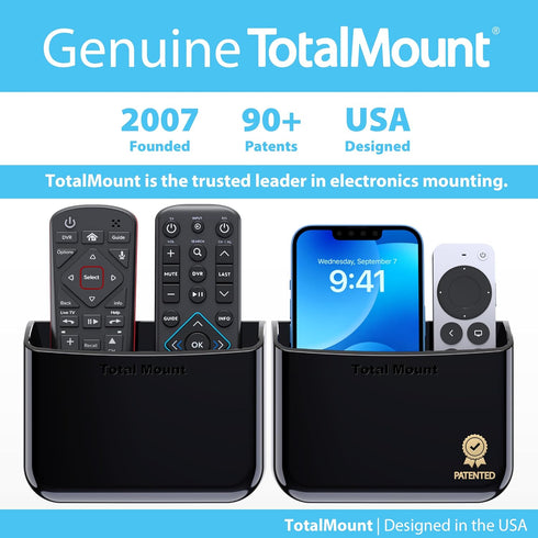 TotalMount Universal Remote Control Holder, Attaches to Wall or Back of TV, Compatible with All TV Remotes, Large Two