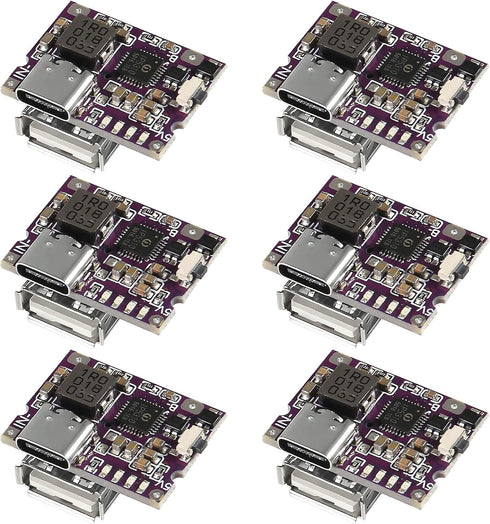 6PCS Type-C USB 5V 3.1A Boost Converter Step-Up Power Module IP5310 with Switch LED Indicator for Mobile Power Bank