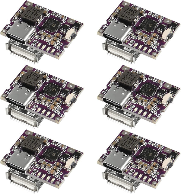 6PCS Type-C USB 5V 3.1A Boost Converter Step-Up Power Module IP5310 with Switch LED Indicator for Mobile Power Bank