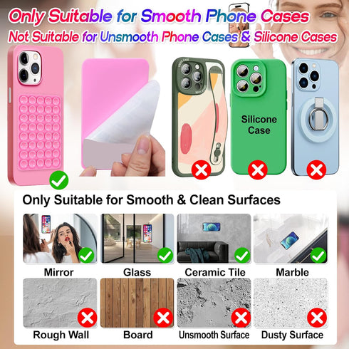sicitu (2pcs-Transparent) Silicone Sticky Phone Grip, Adhesive Suction Cup Phone Case Mount, Phone Grip with Strong