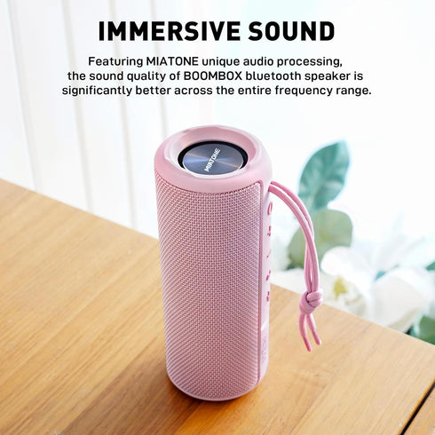 MIATONE Outdoor Portable Bluetooth Speakers, Wireless Speaker Waterproof - Pink