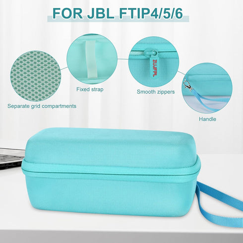 EVA Hard Case for JBL Flip 6 Flip 5, Waterproof Portable Bluetooth Speaker Storage Bag, Fits USB Cable (Peacock Green)