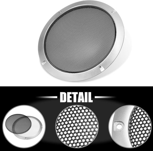 X AUTOHAUX 8" Round Speaker Grille Cover Mesh Trim, Silver Tone Subwoofer Grille Horn Protective Guard for Car Stereo