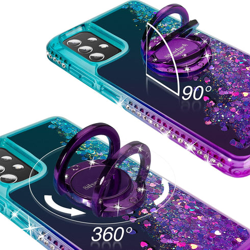 Silverback Bling Holographic Sparkle Case for Galaxy A52 5G / A52s 5G, Diamond Ring Protective Cover, Purple