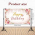 Happy Birthday Backdrop Decorations for Women, Rose Gold Floral Glitters Banner Party Supplies for Girls Boys