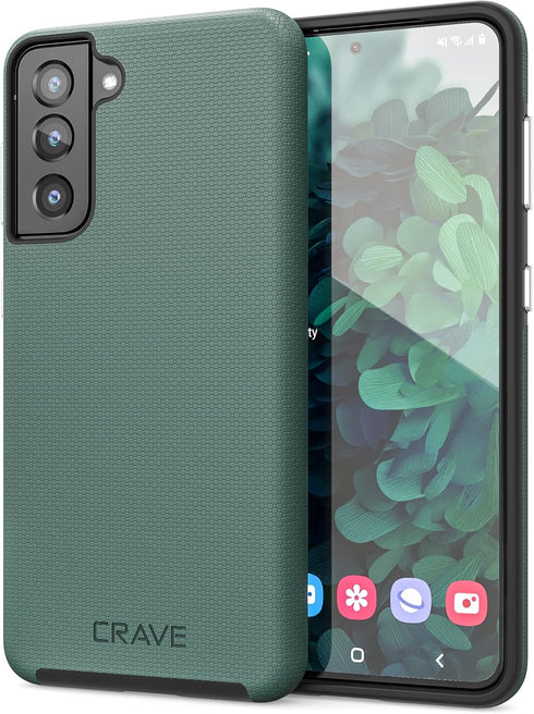Crave Dual Guard Galaxy S21 Case, Forest Green Shockproof Protection, Dual Layer for Samsung Galaxy S21