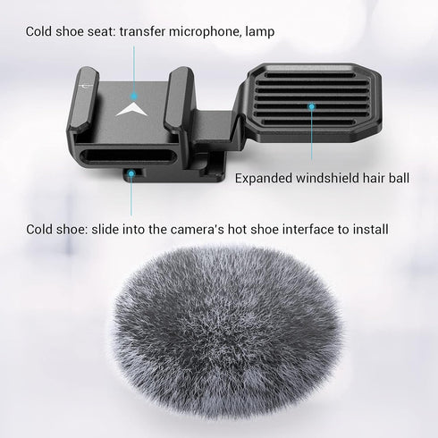 SmallRig Cold Shoe Adapter with Windshield for Sony ZV-1 II/ZV-1/ZV-1F/ZV-E1/ZV-E10-3526