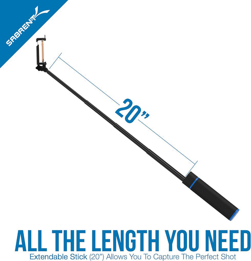 SABRENT 5200mAh Bluetooth Selfie Stick with Built in Battery Charger (GR-SSTK)