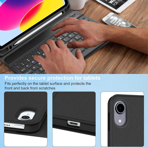 KVAGO iPad 10th Generation Case with Bluetooth Keyboard, Detachable Wireless Keyboard, Auto Wake/Sleep