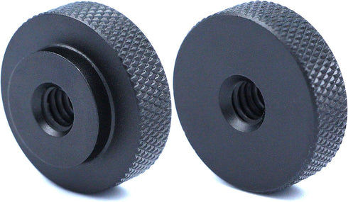 2 Pack 25mm Large Knurled Edge 1/4"-20 Female Thumb Wheel Lock Nut Adapter, Black