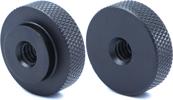 2 Pack 25mm Large Knurled Edge 1/4"-20 Female Thumb Wheel Lock Nut Adapter, Black