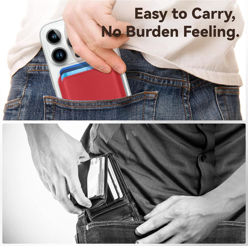 Stronger Magnetic Cell Phone Card Holder for iPhone 15 Series, RFID Leather Wallet for iPhone 14/13/12 Pro/Promax