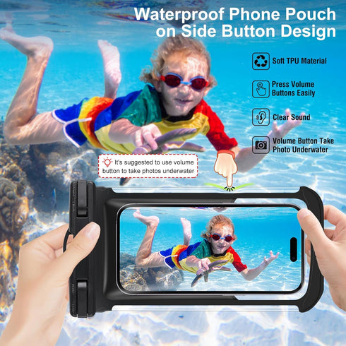 2 Pack Waterproof Phone Pouch, IPX8 Waterproof Phone Case for 15/14/13/12/11 Pro Max Plus Samsung Up to 7.5",