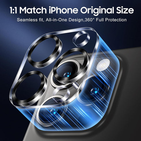UniqueMe 3 Pack Camera Lens Protector for iPhone 15 Pro/iPhone 15 Pro Max, 9H Tempered Glass, Grey