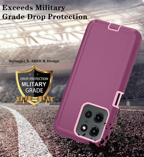 Qinmay 2025/Moto 5G 2025 3-Layer Phone Case for Motorola Moto G G Play Case with HD Screen Protector, Heavy Duty