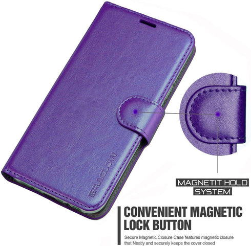 Samsung Galaxy S9 Wallet Case - Purple, with Card Slots & Kickstand