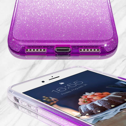 MATEPROX Compatible with iPhone SE 2022 Case, Glitter Bling Sparkle Cute Girls Women Protective Case, Gradient Purple