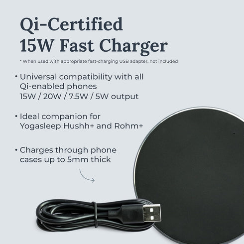 Yogasleep Wireless Charger for Hushh+ & Rohm+ Sound Machines Also Compatible with All Qi-Enabled Apple iPhone (7.5W), Samsung Galaxy (10W) and Android Devices (5W)