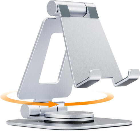 Nulaxy Rotatable Cell Phone Stand, Fully Adjustable Foldable Desktop Holder Cradle Dock, Thick Case Friendly for All