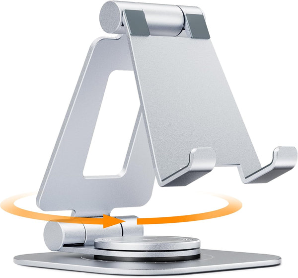Nulaxy Rotatable Cell Phone Stand, Fully Adjustable Foldable Desktop Holder Cradle Dock, Thick Case Friendly for All