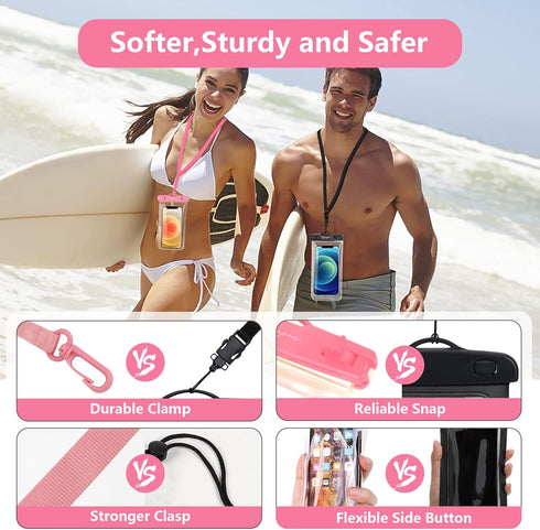 Waterproof Phone Pouch Bag, 7.5in Waterproof Cell Phone Case for Beach Travel, Lanyard for iPhone 15 Pro Max Galaxy