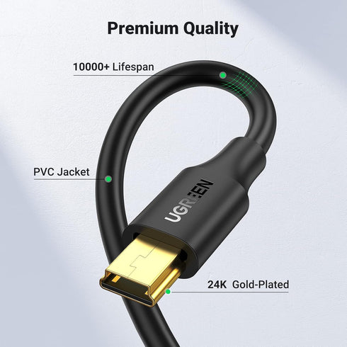UGREEN Mini USB Cable 3FT, Mini USB 2.0 B Cord for Garmin Nuvi, Dash Cam, PS3, GoPro Hero 3+, and more.