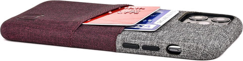 Dockem Wallet Case for iPhone 11 Pro, Built-in Metal Plate for Magnetic Mounting, Maroon and Grey