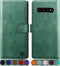 SUANPOT Samsung Galaxy S10 6.1" Wallet Case - RFID Blocking Leather Flip Folio Book Phone Case, Shockproof, Green