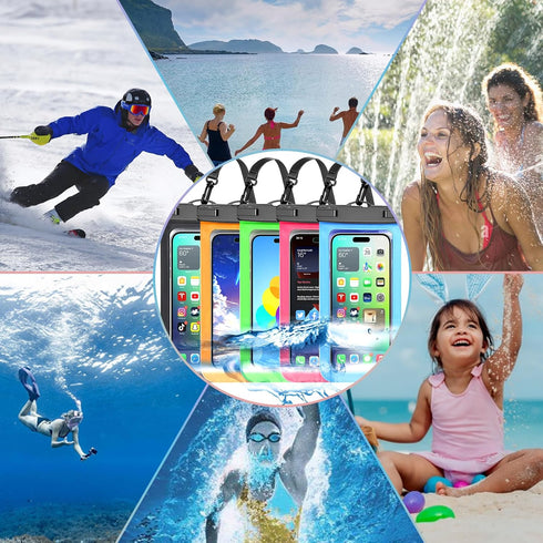 5 Pack Multicolor Waterproof Phone Pouch for Large Phones (IP68) - Dry Bag for Apple iPhone, Samsung, up to 7.5"