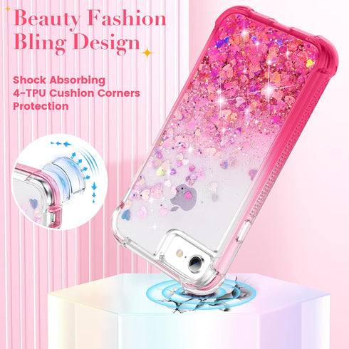 Ruky Glitter Full Body Rugged Case for iPhone 6/6s/7/8/SE 2020 & SE 2022, Shockproof with Built-in Screen Protector