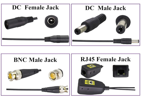 AAOTOKK Cat5 RJ45 720P 960P 1080P 3MP 4MP 5MP 8MP System(18cm-4Pairs) Power Video Balun DC BNC to Network Transceiver