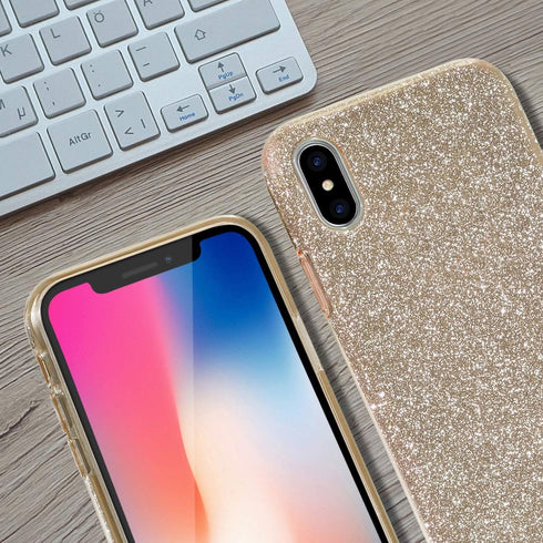 MILPROX Glitter Luxury Case for iPhone Xs MAX, Shiny Sparkly Slim Bling Crystal Clear, 3 Layer Hybrid Protection