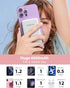 miisso 6000mah Ultra Slim Power Bank, Card Size Built in USB C Cords Battery Pack, Portable Charger for Phones, Snow