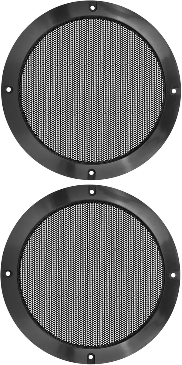 Unifizz 2pcs 7 Inch Metal Glossy Car Audio Speaker Cover Mesh Subwoofer Grill Protector, Black