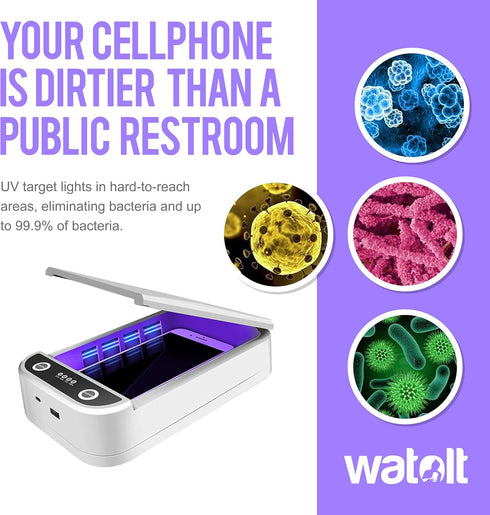 Watolt UV Sanitizer Box - Effective Cell Phone Cleaner for iPhone and Smartphones