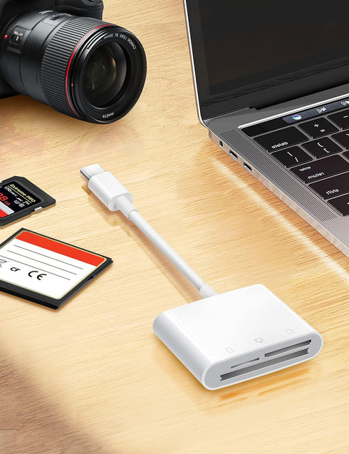 USB C SD Card Reader for iPhone 15/iPad/Mac, ChiaoPio USB C to SD CF Adapter with Compact Flash/CF/SD/MicroSD Slots