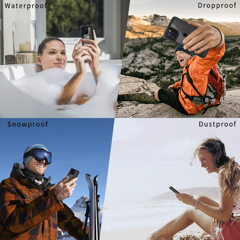 Lanhiem iPhone 12 Pro Max Case, IP68 Waterproof Dustproof Shockproof with Built-in Screen Protector