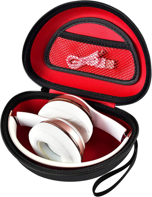 Comecase Travel Hard Carrying Case for Beats Studio Pro/Solo 4 3/Studio3/Solo2/Solo Pro Bluetooth Headphones (Black+Red)