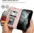 KIHUWEY Premium Leather Wallet Case for iPhone 12 Pro Max, Zipper with Card Holder, Wrist Strap, Rose Gold