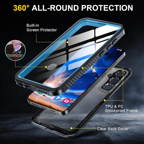 Samsung Galaxy S24 Case, IP68 Waterproof with Built-in Screen/Camera Protector, Military Shockproof Full Body Case
