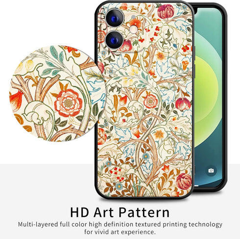 Berkin Arts Compatible with iPhone 12 Mini Case, Silicone Cover with Screen Protector, Pink Ornamental Flourishes