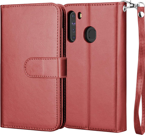 Njjex Galaxy A21 Case for Samsung Galaxy A21 Wallet Case 2020, PU Leather Folio Flip with 9 Card Slots and Lanyard