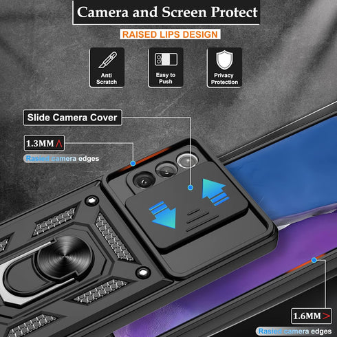 Samsung Galaxy Note20 Case with Slide Camera Cover, Military-Grade Protection, 360 Rotating Kickstand, 1 Pack HD
