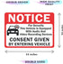 10-Pack Double Sided 3.5"x2.5" Notice Vehicle Equipped with Audio and Video Recording Devices Consent Sticker, UV