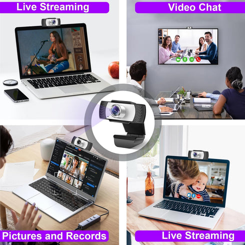 Bocodow 1080p Hd Webcam with Microphone, Wide Angle USB Computer Camera for Pc Mac Laptop, Plug and Play